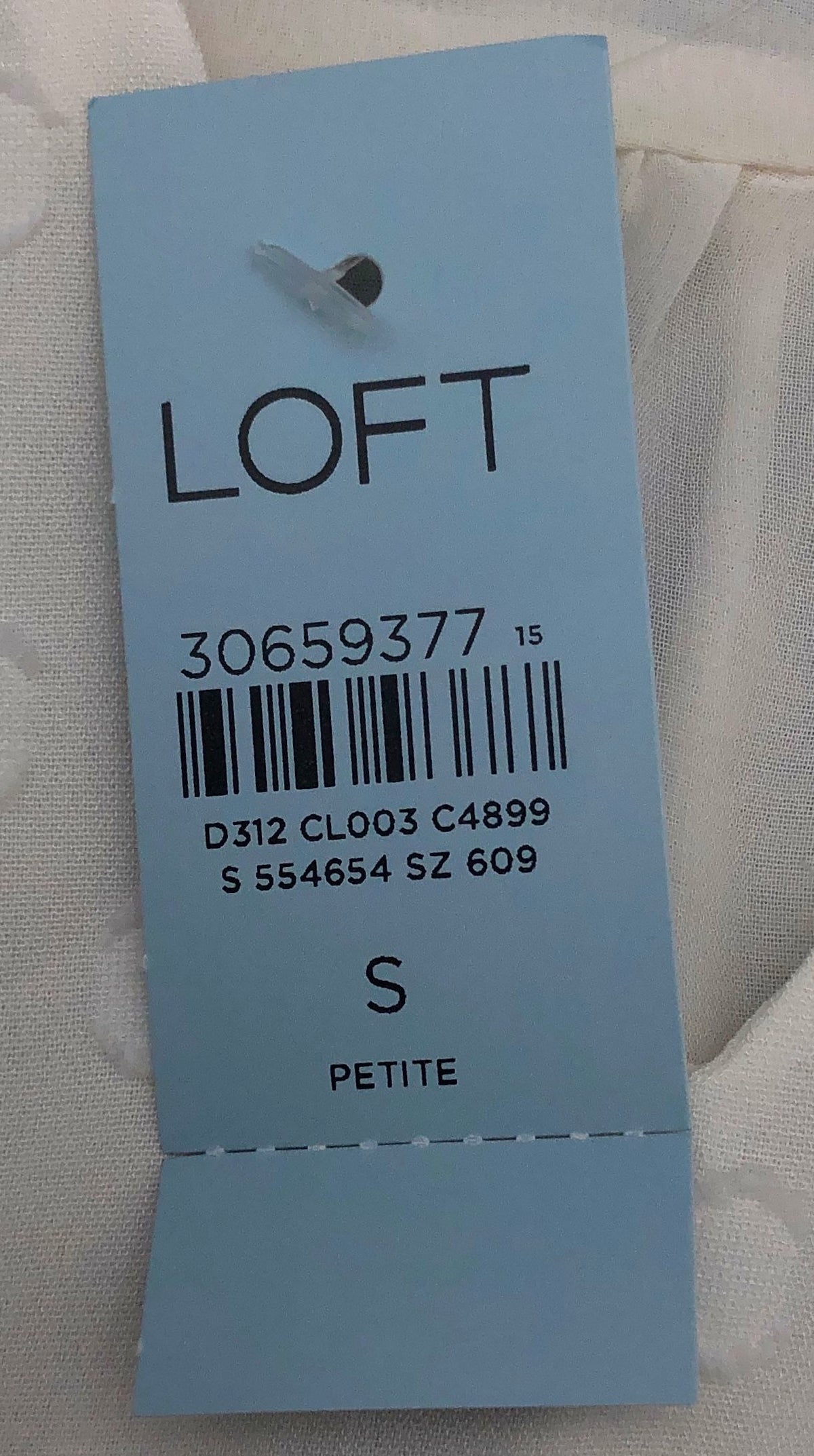 LOFT Women's White Swiss Dot V-Neck Peplum Blouse Long Sleeve Sz SP NWT