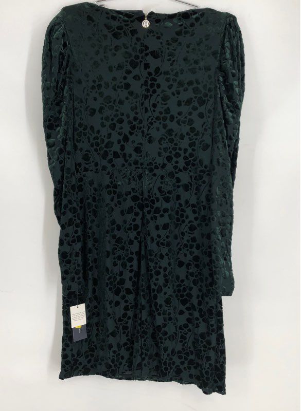 Tommy Hilfiger Women's Green Burnout Velvet Floral V-Neck Faux Wrap Dress NWT 14