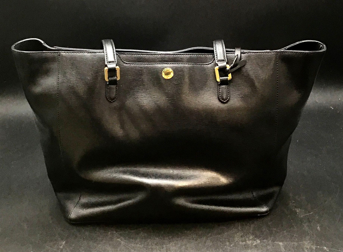 Lauren Ralph Lauren Black Leather Tote Bag