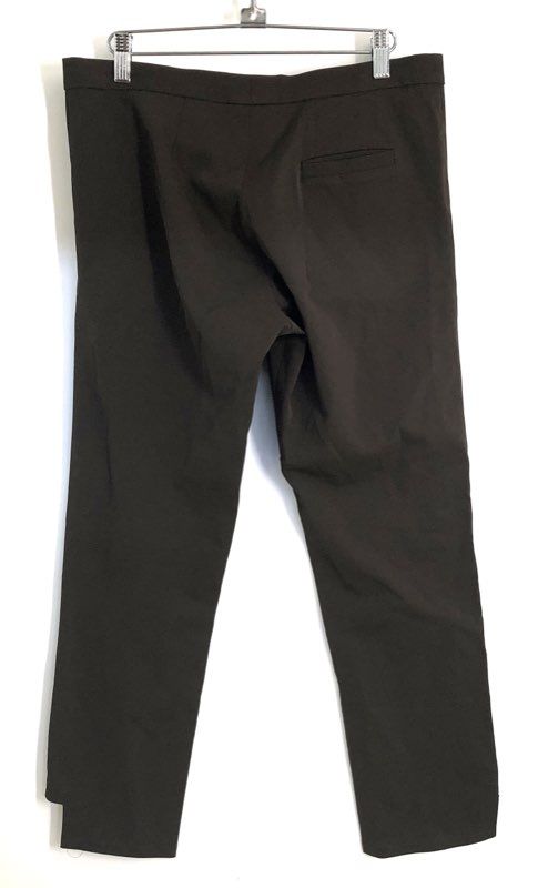 Women's Dark Brown Stitched Knee Ankle Slit Trousers Pants Sz 35x27