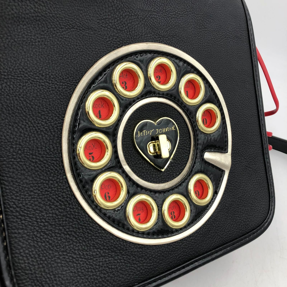 Betsey Johnson Kitsch &quot;Call Me&quot; Black/Red Cell Connectible Phone Crossbody Bag