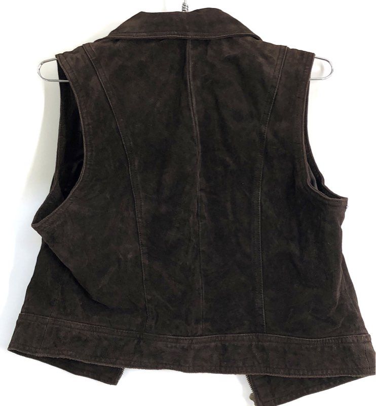 Vintage Y2K Wilsons Maxima Women's Brown Suede Leather Full Zip Vest Sz L