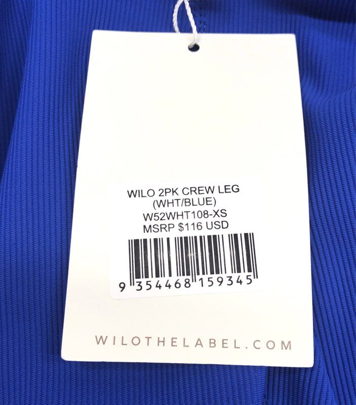 Wilo The Label Women's Royal Blue High Rise Ribbed Leggings Sz XS NWT
