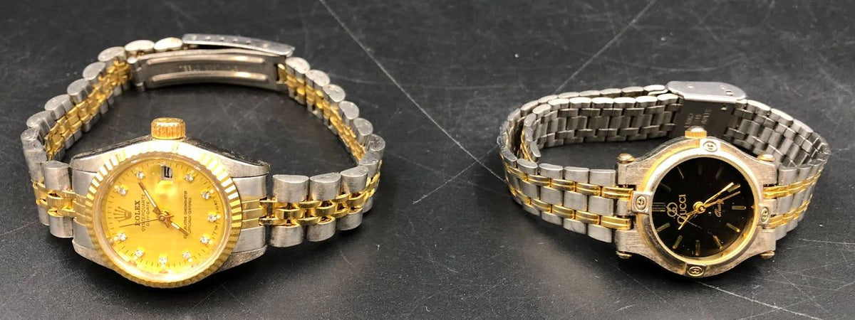 Designer Watches Mixed Lot of 6: Gold/Silver-Tone Stainless Steel/Leather Bands