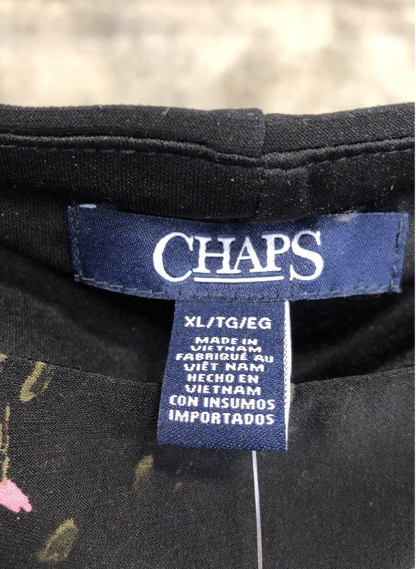 Chaps Women's NWT Black Floral A-Line Dress Sleeveless Knot Front Size XL