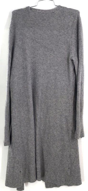 Cyrus Women's Gray Ribbed Knit Open Front Duster Cardigan Pockets Size XL