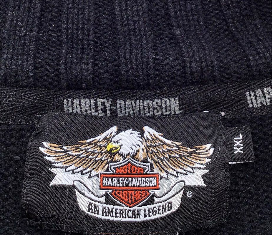 Harley-Davidson Men&#39;s Black Cotton 1/4 Zip Pullover Sweater - Size 2XL