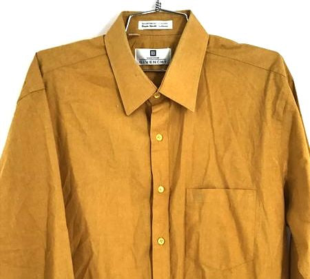 Givenchy Monsieur Men&#39;s Gold Button-Up Shirt - Size 16.5 With COA