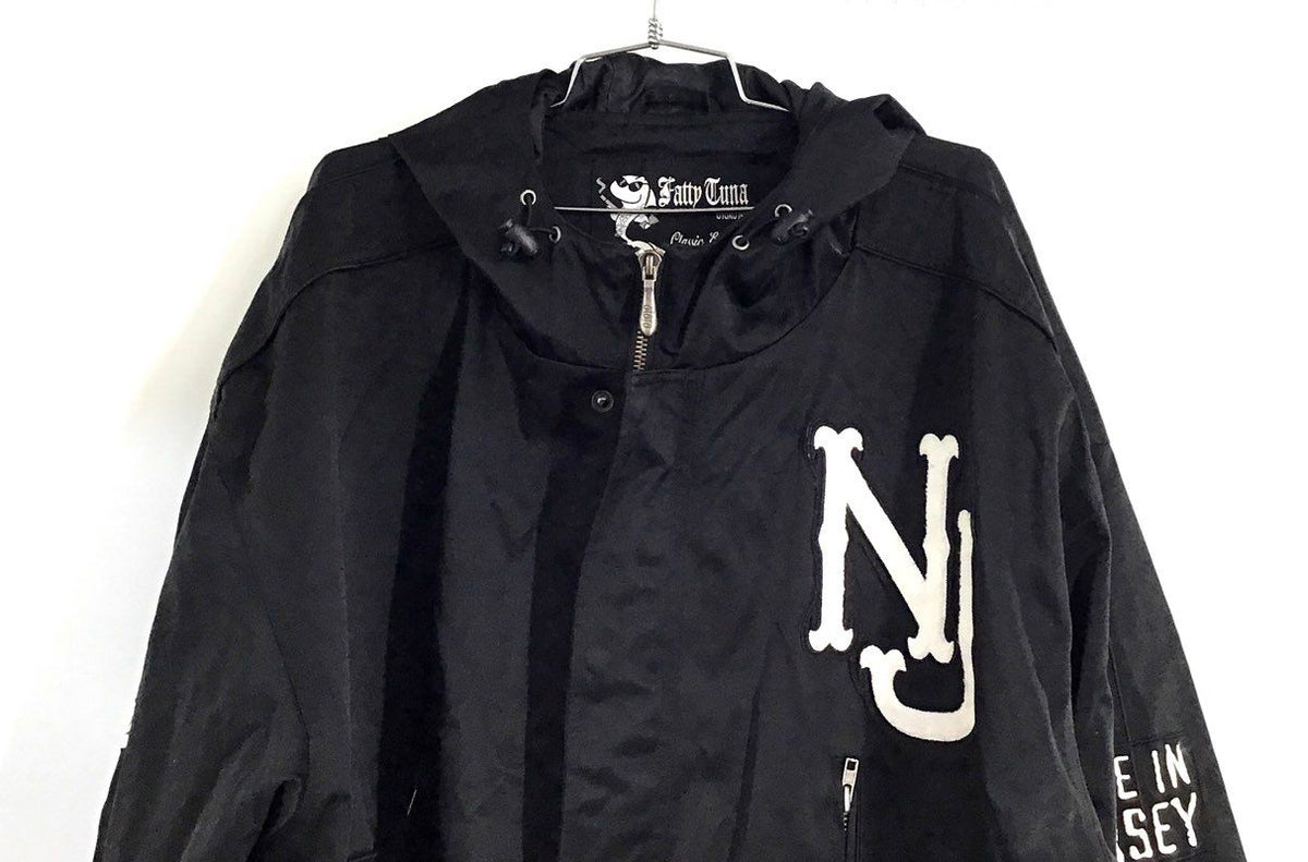 Fatty Tuna NJ Varsity Hooded Jacket Made In Jersey Streetwear Black Sz 3XL
