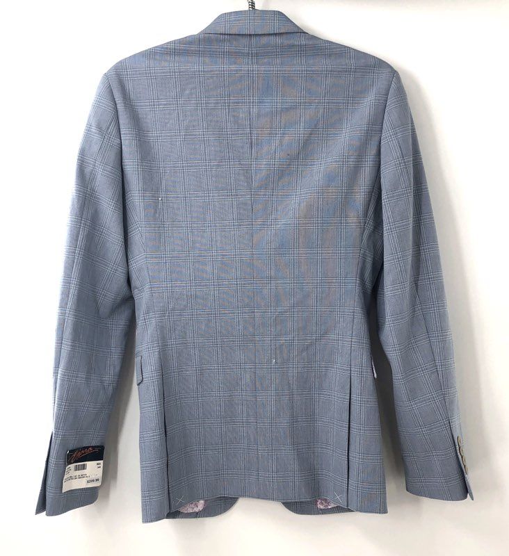 Egara Men's Blue Plaid Skinny Fit Stretch Blazer Sport Coat Jacket Sz 34R NWT