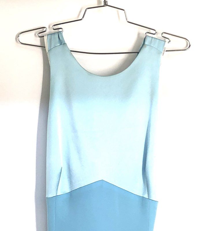 Tahari Women's Aqua Maxi Dress Sleeveless Crisscross Back NWT Sz 10