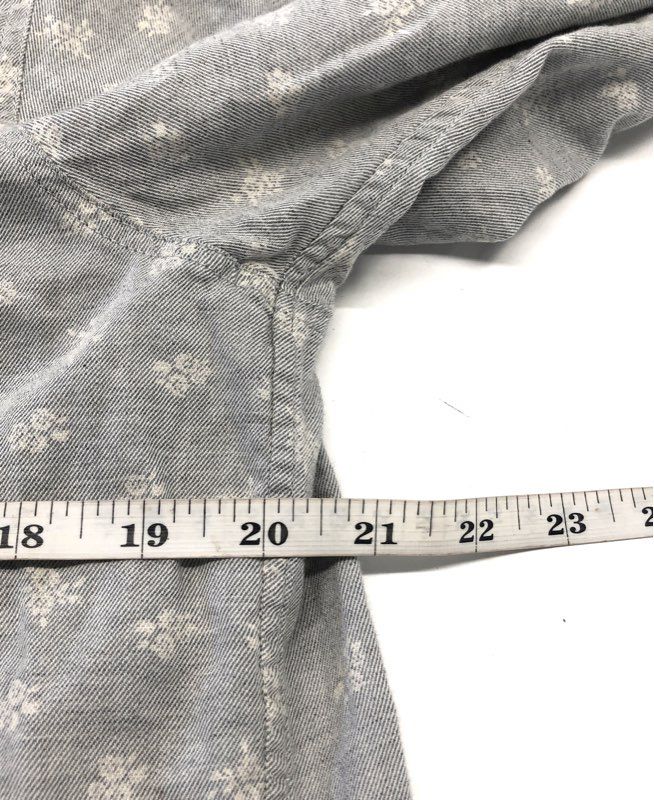 Current/Elliott Women's Gray Floral Button Down Shirt Raw Hem Distressed Sz 1