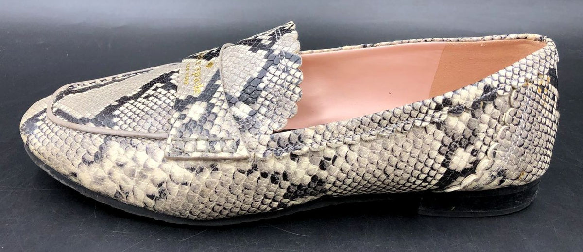 Kate Spade &#39;Cara Flora&#39; Women&#39;s Grey Snake Print Leather Flats - Sz 8.5B (+COA)