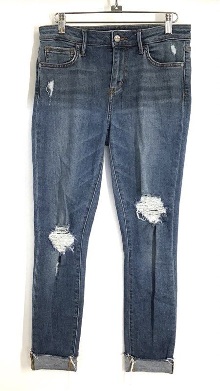 Sam Edelman Women's The Kitten Mid Rise Skinny Ankle Blue Distressed Jeans Sz 27