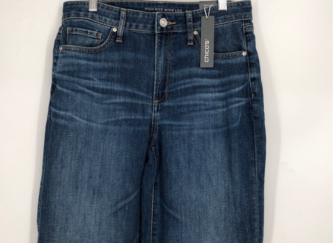 NWT Chico&#39;s Women&#39;s Blue Denim High Rise Wide-Leg Jeans - Size 4P