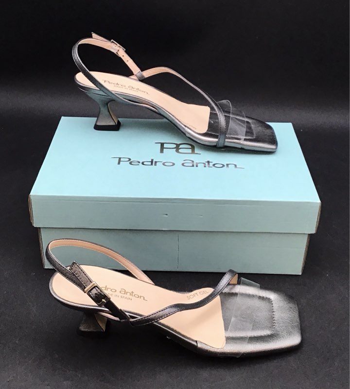 New Pedro Anton Women's Silver Slingback Heels - Size 39