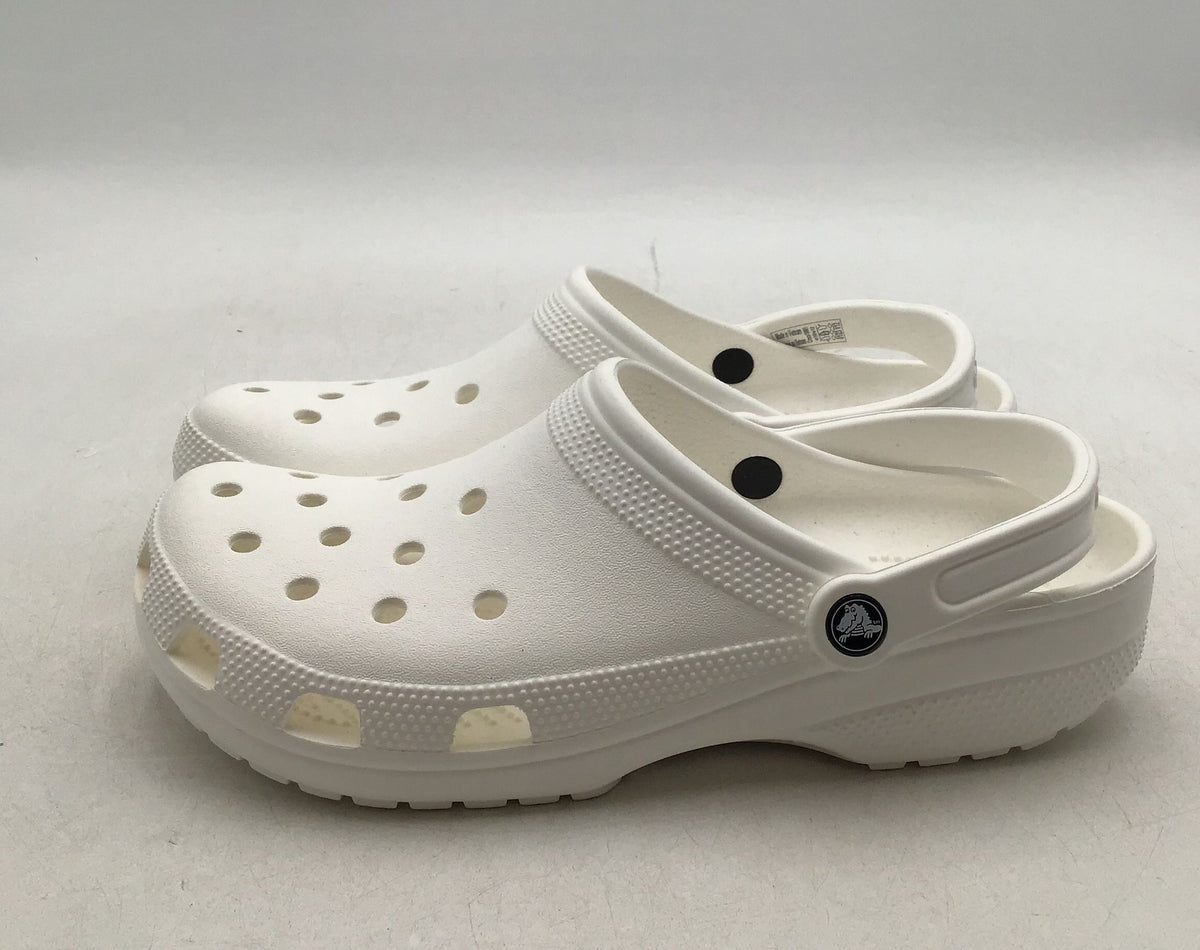 Crocs Men&#39;s White Round Toe Slip-On Casual Clog Shoes - Size 10