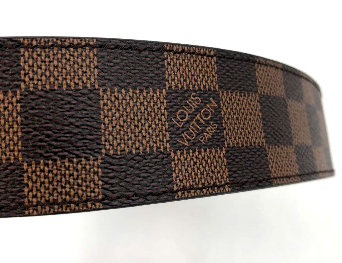 Louis Vuitton Inspired Brown Signature Damier Print Leather Belt - Size 80/34