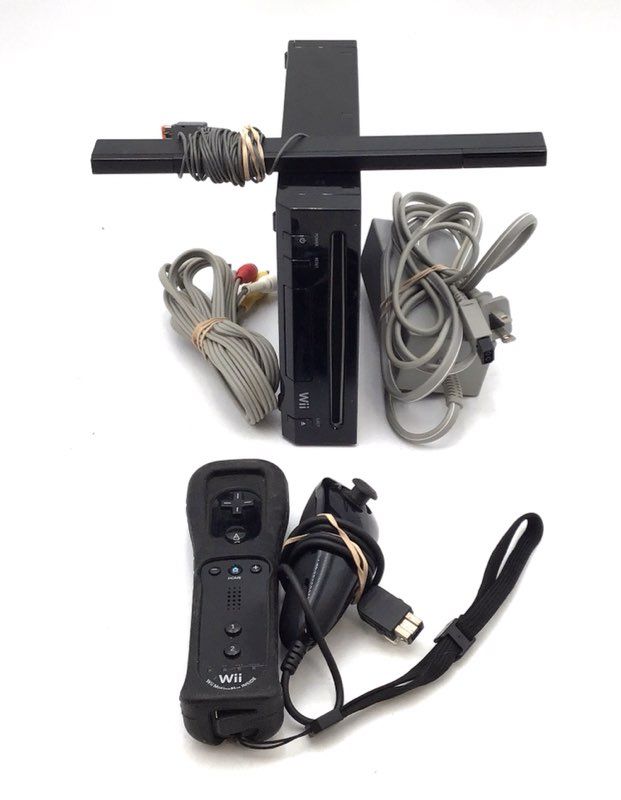 Nintendo Wii Black Console RVL-101 Controller Nunchuk Sensor Bar & Cords