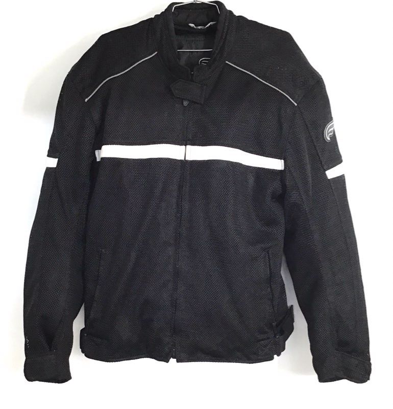 Fulmer Men's Black Mesh Armored Motorcycle Jacket Reflective Breathable Sz L