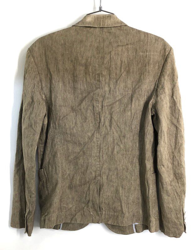 Vince Men's Tan Melange Italian Linen Cotton Blend Two Button Blazer Sz S