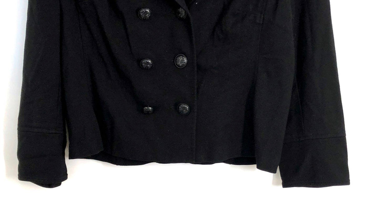 Cabi Women's Black Double Breasted Cropped Knit Blazer Jacket Sz M