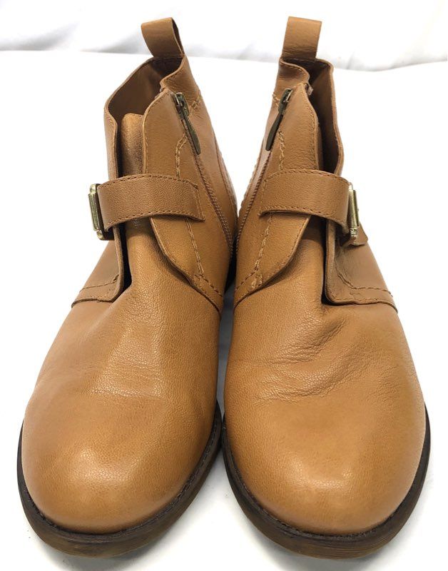 Franco Sarto Tan Leather Monk Strap Buckle Ankle Boots Women's Size 8M