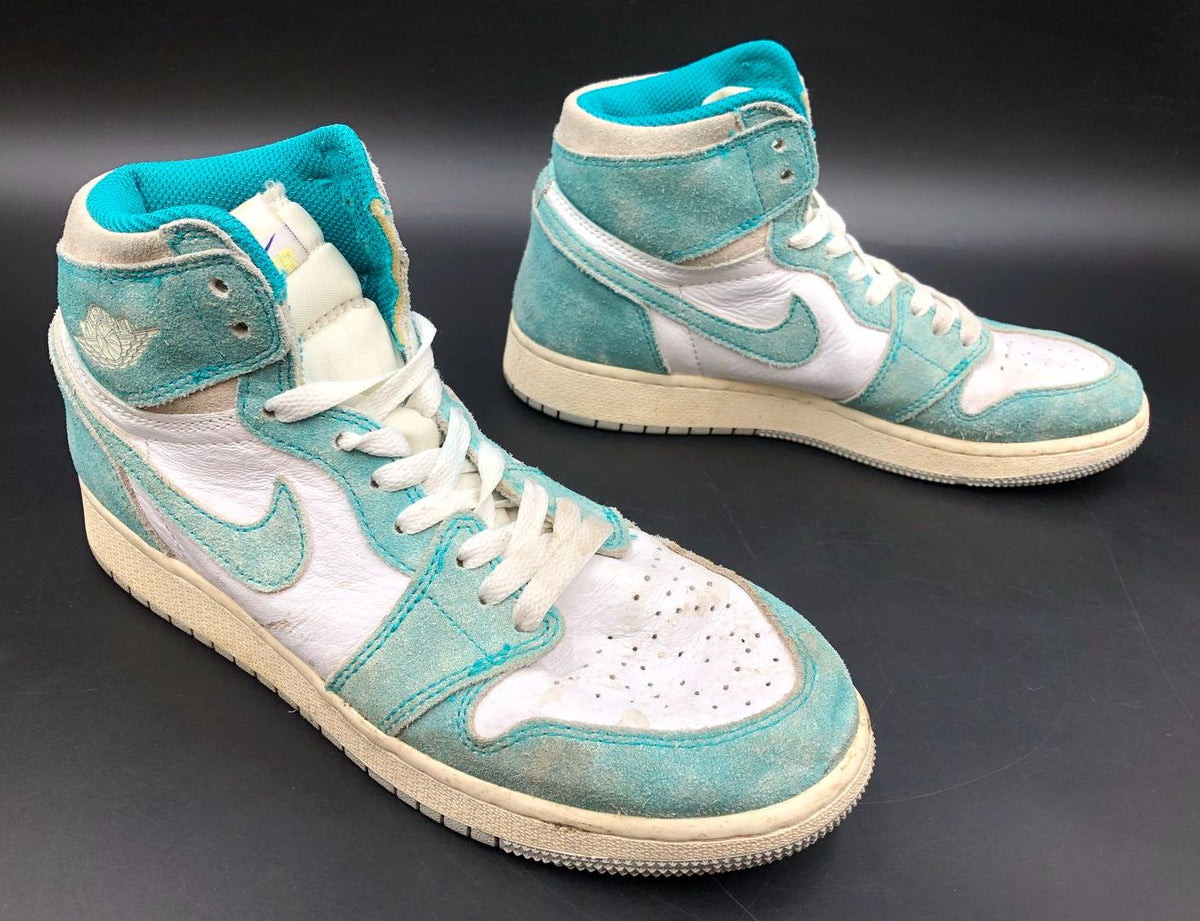 Nike Jordan 1 Retro High OG GS 'Turbo Green' White/Teal Sneakers - Sz 6Y (+COA)