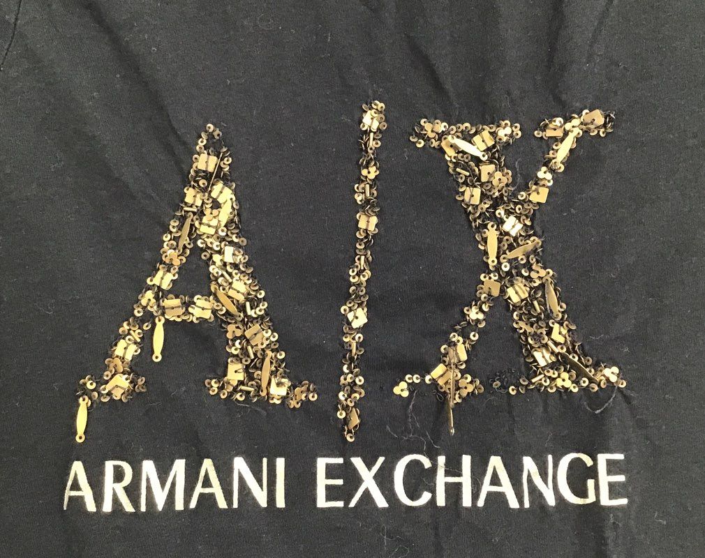 Armani Exchange Women&#39;s Black Short Sleeve Graphic T-Shirt - Size M