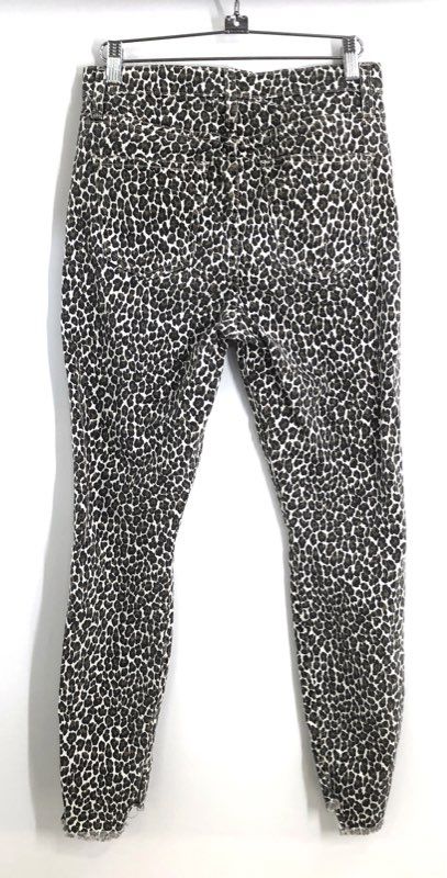 Current/Elliott Women's Snow Leopard Highwaist Stiletto Slit Step Hem Jeans 26