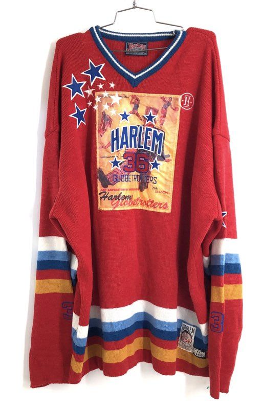 Vintage 90s Harlem Globetrotters Platinum FUBU 75th Season Sweater Red Sz XXXL