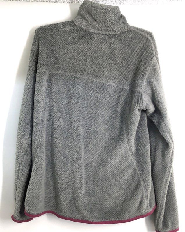Patagonia Women's Gray Re-Tool Snap-T Pullover Fleece Jacket Pink Trim Size L