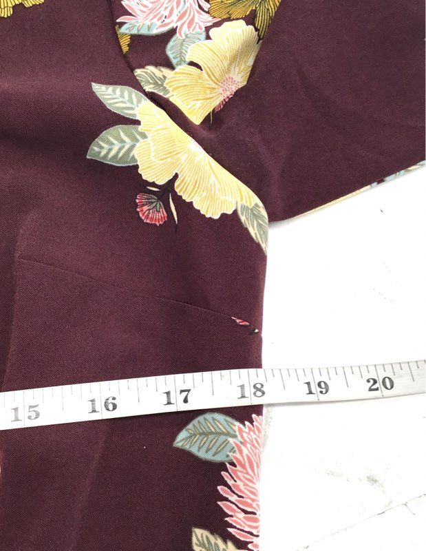 LOFT Women's Burgundy Floral Long Sleeve Shift Dress Round Neck Sz 6T
