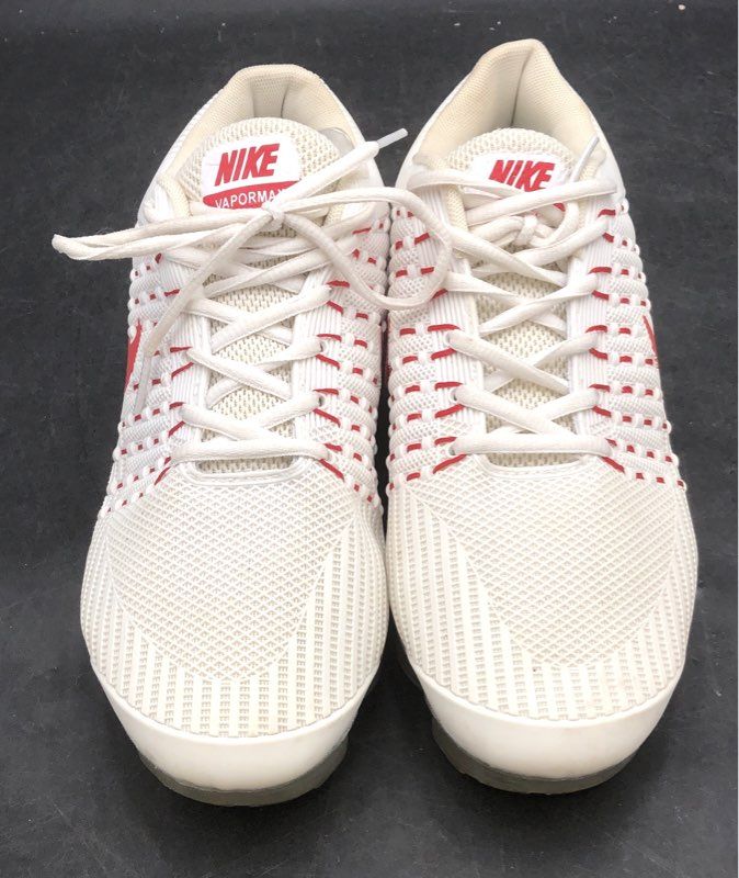 Nike Air VaporMax Flyknit Pure Platinum University Red Men's Size 9 UK 8