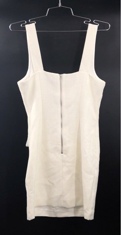Olivaceous Women's White Textured Tweed Button Front Sleeveless Mini Dress NWT S