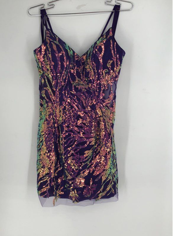 NWT Alyce Designs Women's Bright Purple Sequin Mini Dress