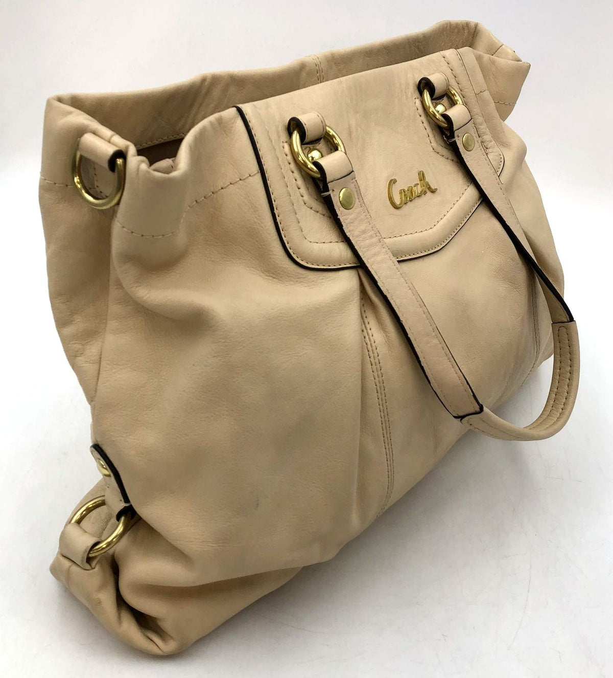 Coach F19243 'Ashley' Beige Leather Shoulder Bag with Gold-Tone Hardware (+COA)