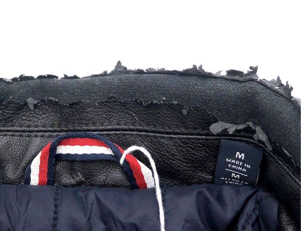 Tommy Hilfiger Men's Black Leather Full Zip Quilted Lining Jacket Sz M