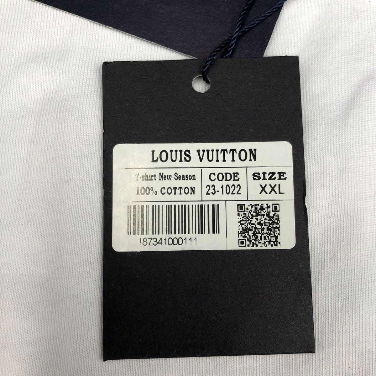 NWT Louis Vuitton Inspired Men's White T-Shirt with Back Monogram Print - Sz 2XL