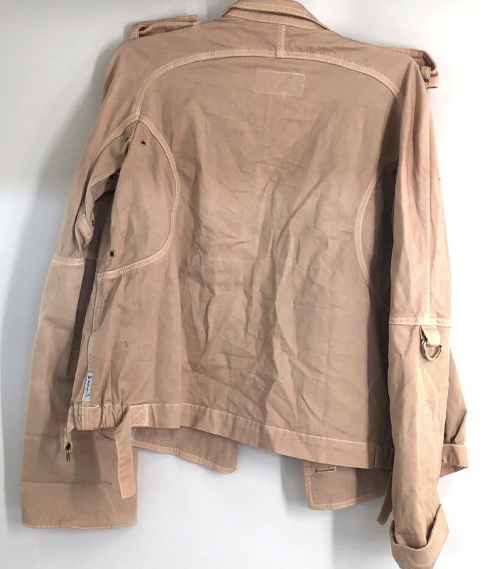 Armani Jeans Women's Beige Military Double Breasted Jacket Gold Buttons Sz 6