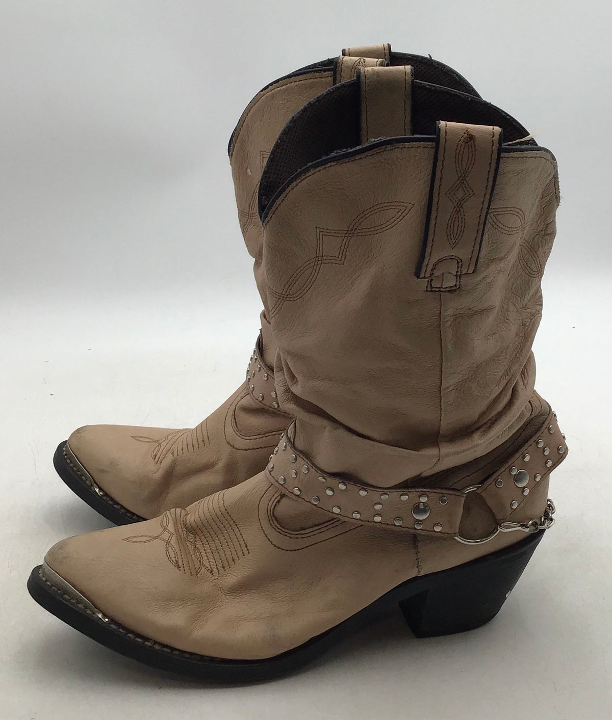 Shyanne Women&#39;s Tanya SH1131A Tan Slouchy Harness Western Boots - Size 9