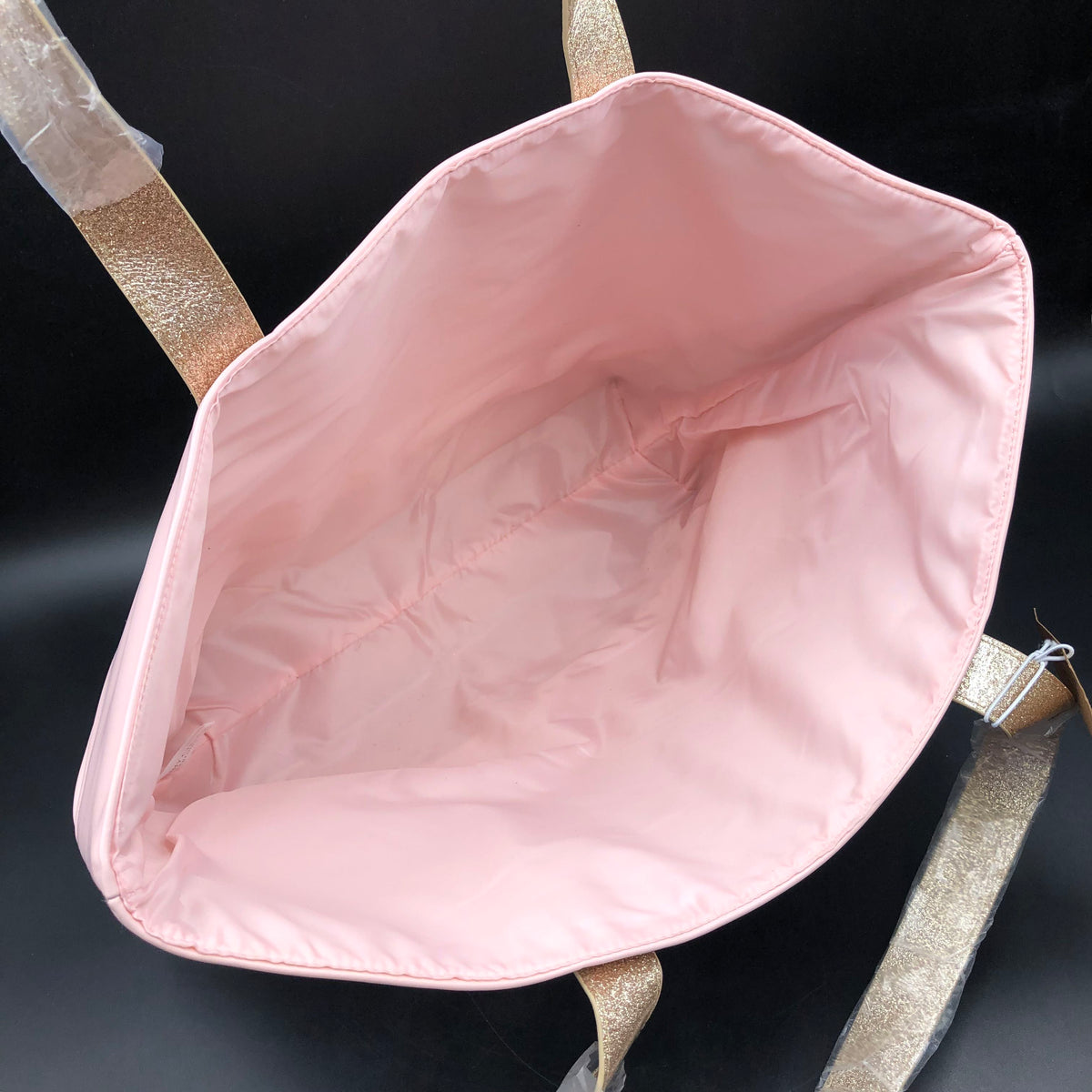 Jimmy Choo Parfums Large Pink/Metallic Glitter Gold Designer Faux Leather Tote