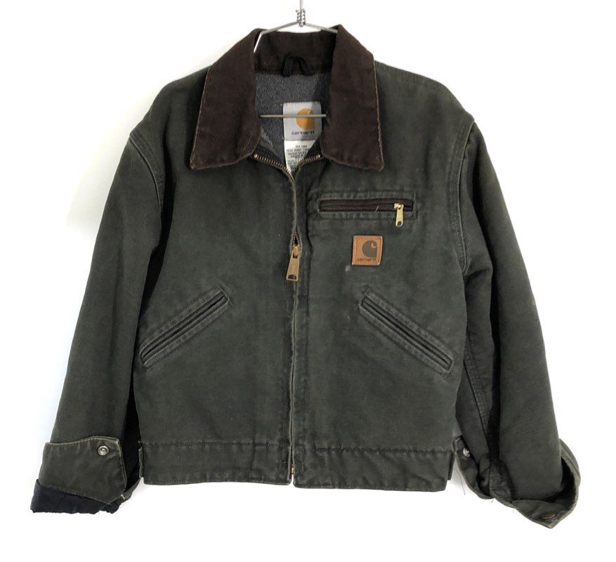 Carhartt Boys Moss Green Detroit Jacket Blanket Lined J97 Made in USA Youth M 8