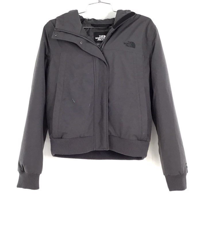 The North Face Women&#39;s Gray Hooded Bomber Jacket - Size M