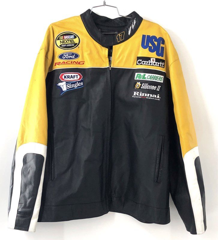Chase Authentics Nascar Matt Kenseth #17 DeWalt Leather Jacket Yellow Black Sz