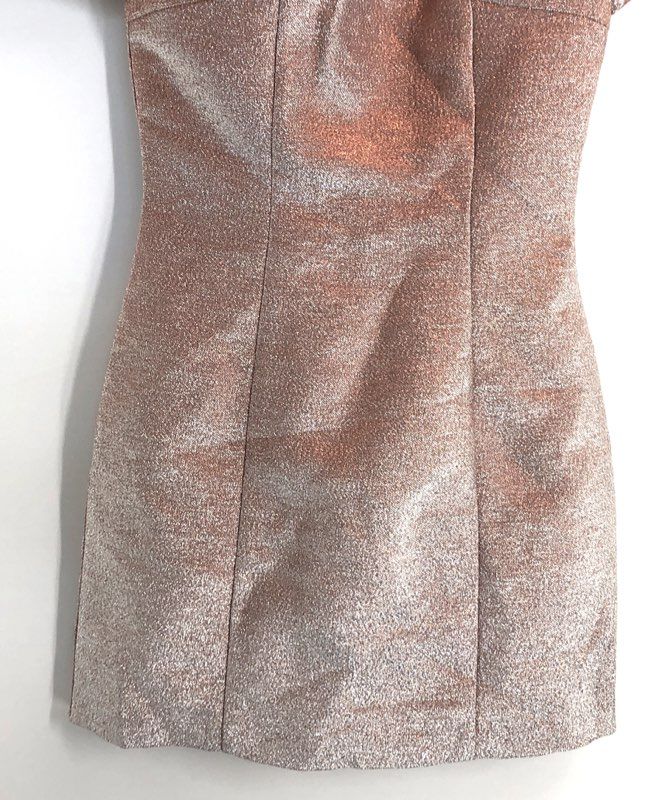 Express Women's Rose Gold Metallic V-Back Party Cocktail Dress Size 0