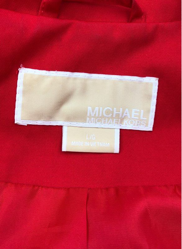 Michael Kors Women&#39;s Red Hooded Collared Trench Coat - Size Large