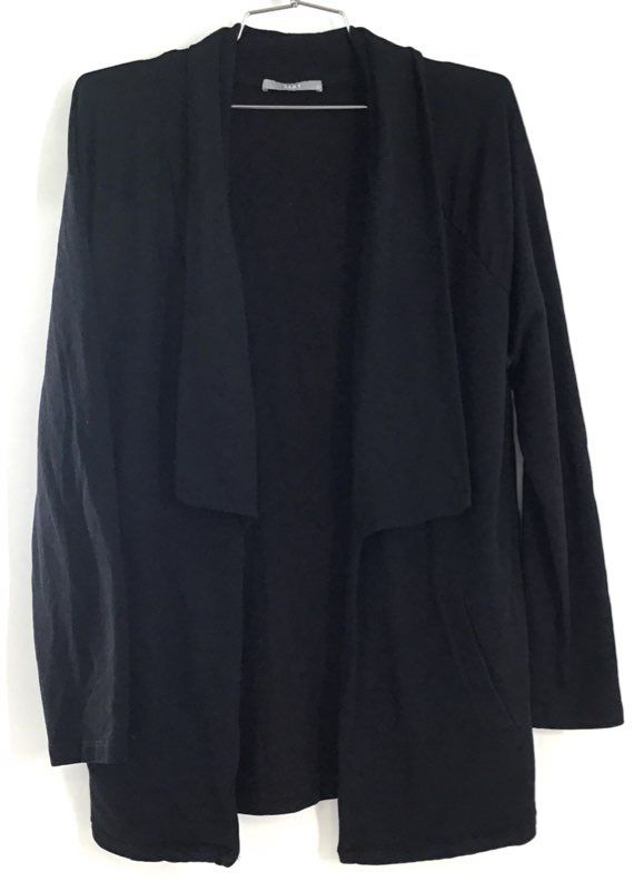 Tart Women's Black Draped Open Front Modal Cotton Blend Cardigan Sz S