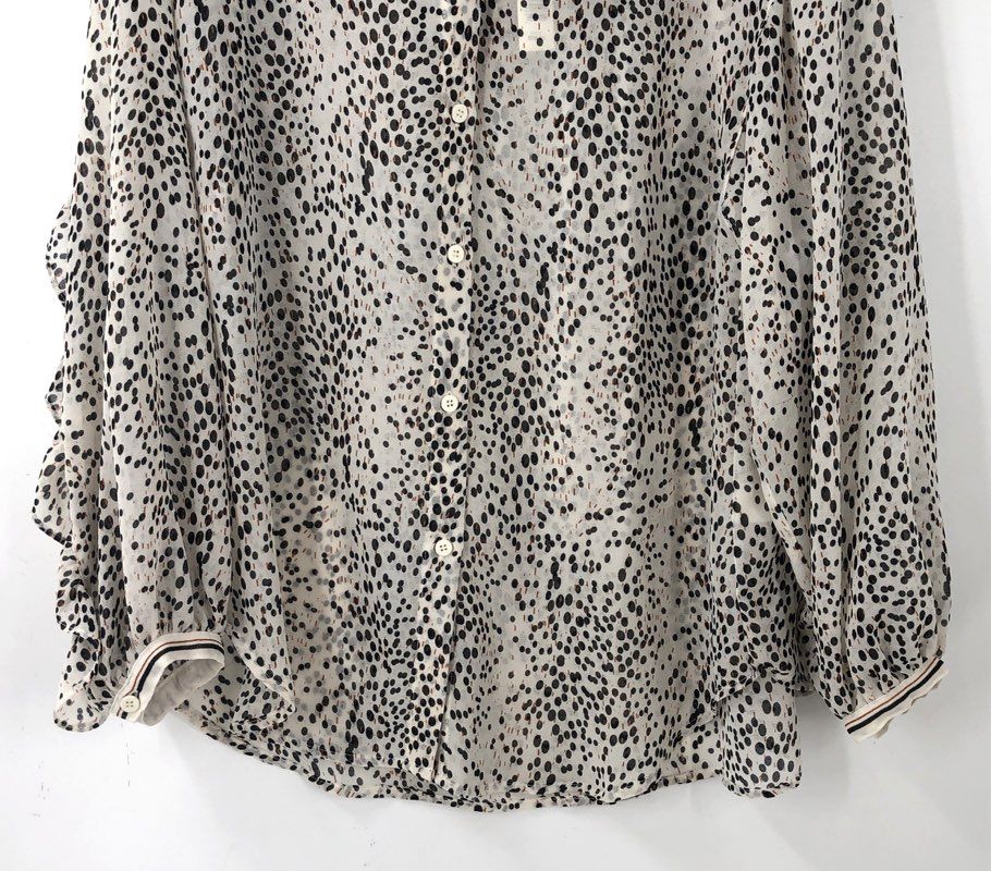 NWT Max Studio Women's White Polka Dot Blouse - Size L