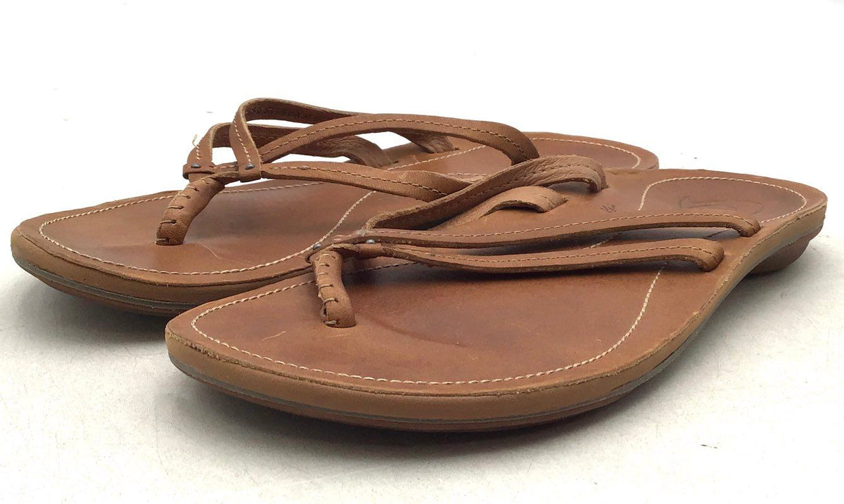 Olukai Women&#39;s Brown Casual Slip-On Thong Sandals - Size 7